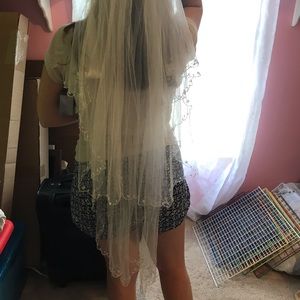 Beaded Ivory Two Tier Wedding Veil